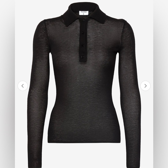 NWT Filippa K black knit sheer lightweight day 2 nite polo long sleeve sweater S - Picture 6 of 6